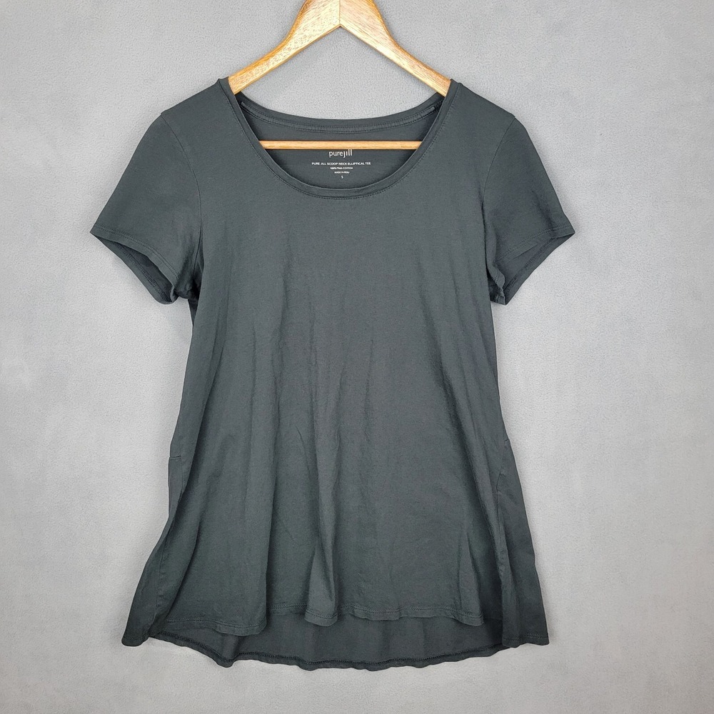 Pure Jill T-Shirt Women Small Black 100% Cotton Scoop Neck Short Sleeve Pullover